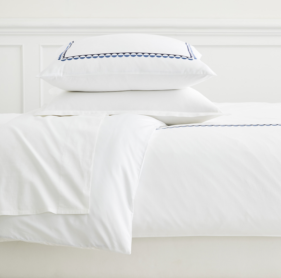 blue and white bedroom