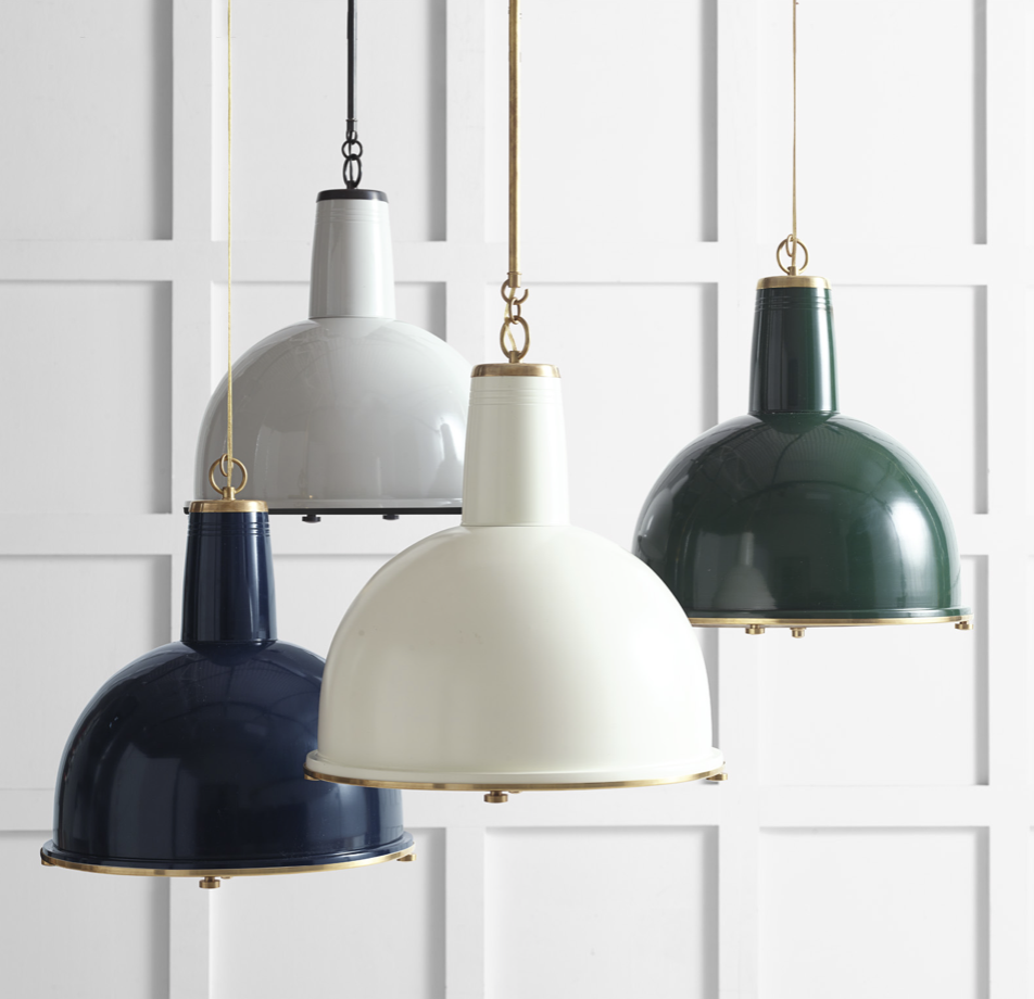 vintage look industrial lights with brass accents - perfect for a historic renovation