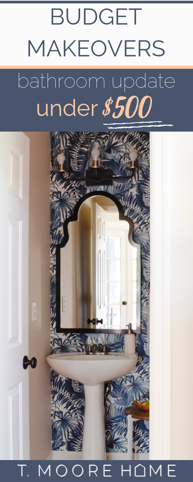 Powder Room Makeover With Wallpaper T Moore Home Design