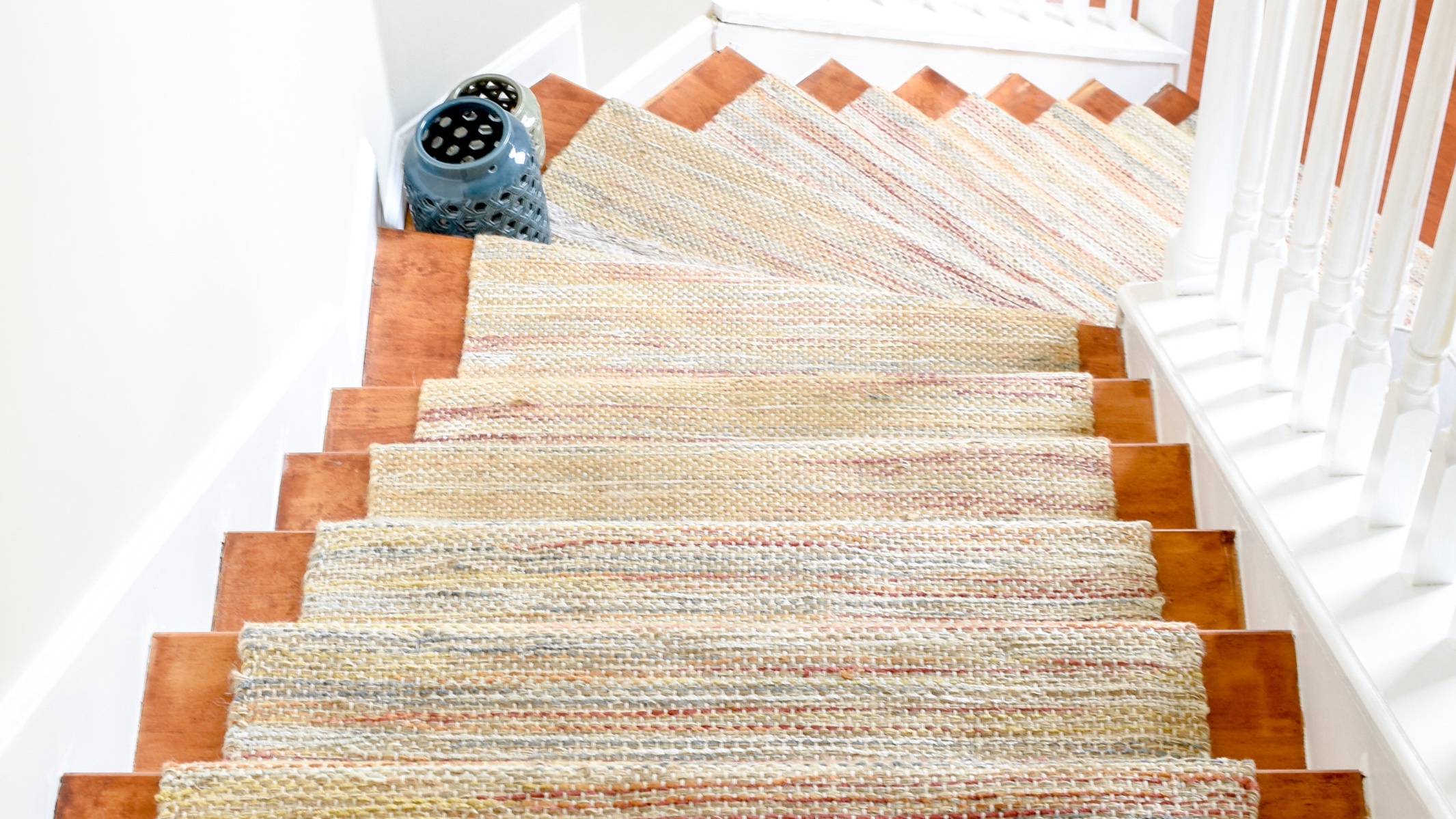 DIY Hardwood Staircase Makeover: Replacing Carpet With Wood Treads On Pie Steps And Curved Landings - Today, I’m showing you how I created a template to create the deeper stair treads that pie step landing required so you can do it yourself!