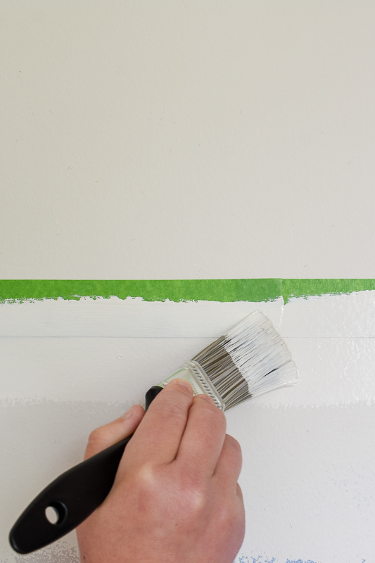 Painting Tips for straight line: Using upward strokes, (towards the seam of the painter’s tape), paint the edge of the painter’s tape in the wall color you used prior. Painter’s tape will always bleed but when you apply the existing wall color BEFOR…