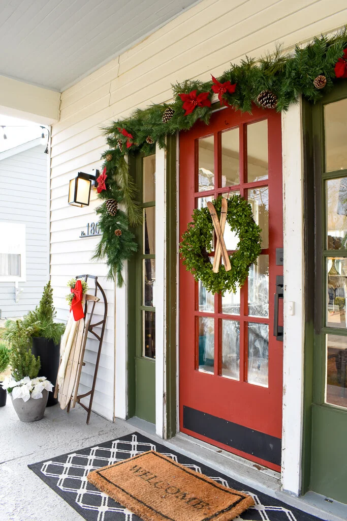 Tennessee Christmas: Cozy Log Cabin Front Porch Decor — T. Moore Home  Interior Design Studio