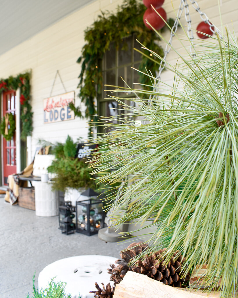 decorating front porch urns for christmas