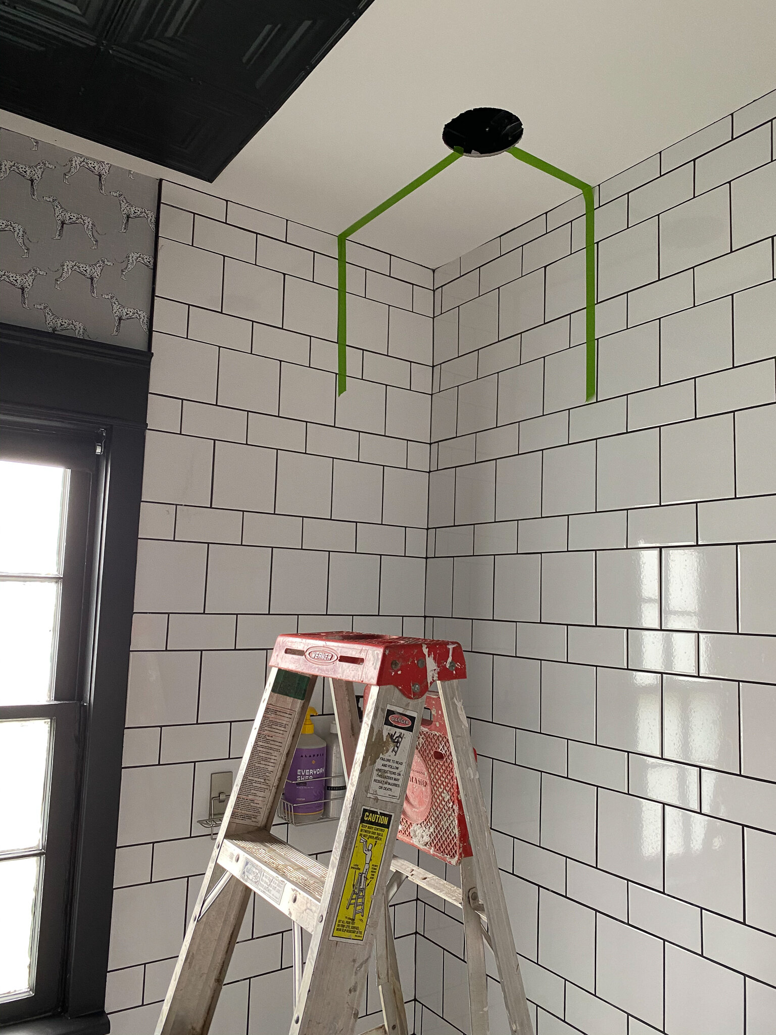 Installing Tin Ceiling Tiles In An Old House's Bathroom — T. Moore Home