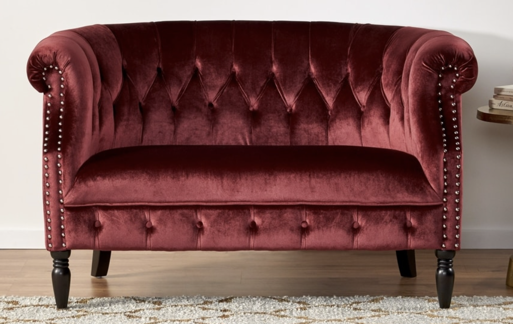 velvet tufted sofa for boho glam