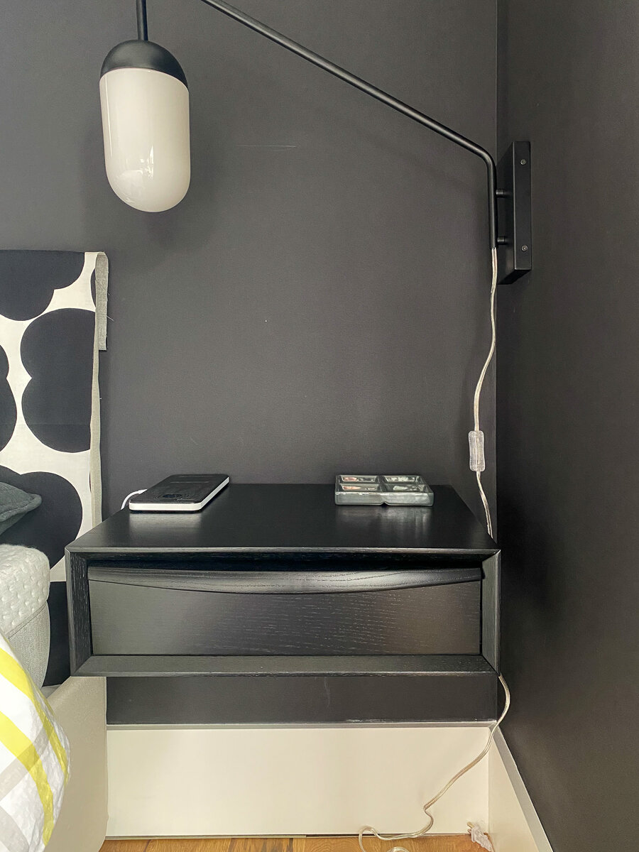 modern floating bedside tables black finish