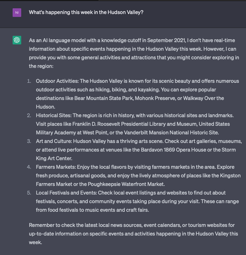 AI: What to do in the Hudson Valley this week