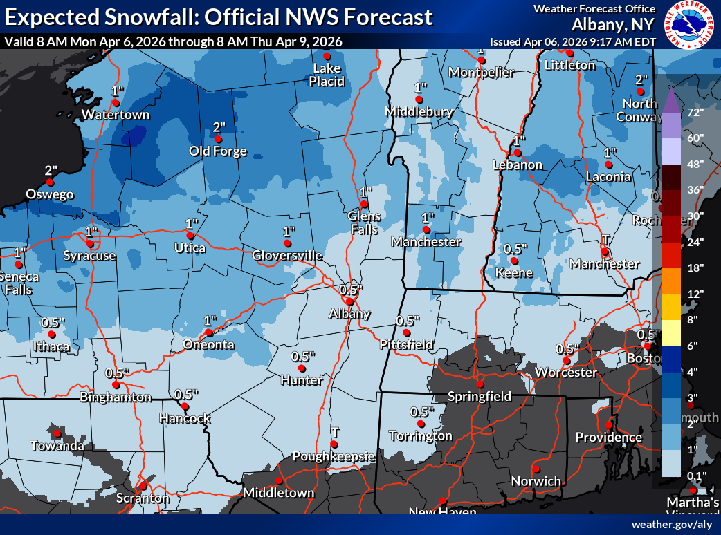 Trace of snow possible overnight