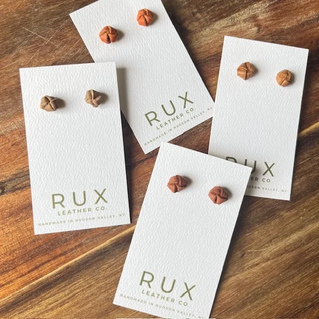 Genuine Leather Knot Stud, Titanium hypoallergenic post by Rux Leather