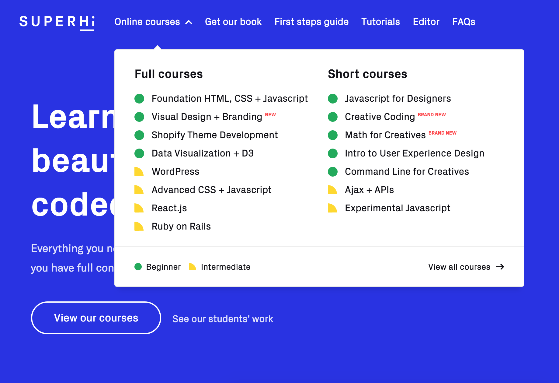 An online coding school for creatives, with an invaluable community: SuperHi  — mole