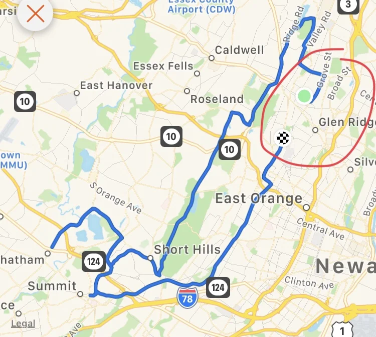 My last ride and the space between the site of the accident &amp; home.