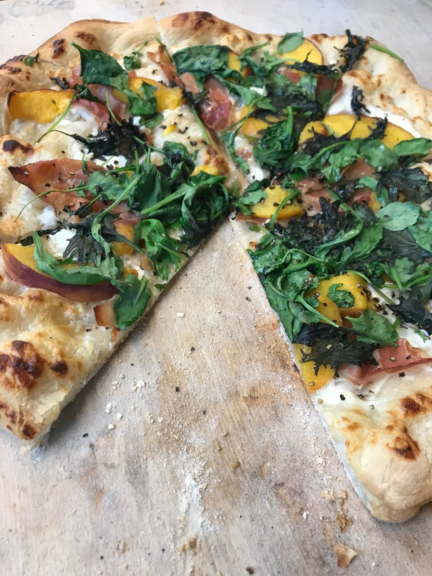 Peach Prosciutto Pizza on Sourdough Crust