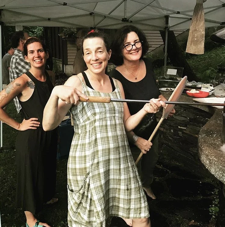 Pizza making with Sharon Burns Leader (Bread Alone) and Paula Olin (Balthazar’s).  This was taken two weeks before my fall.