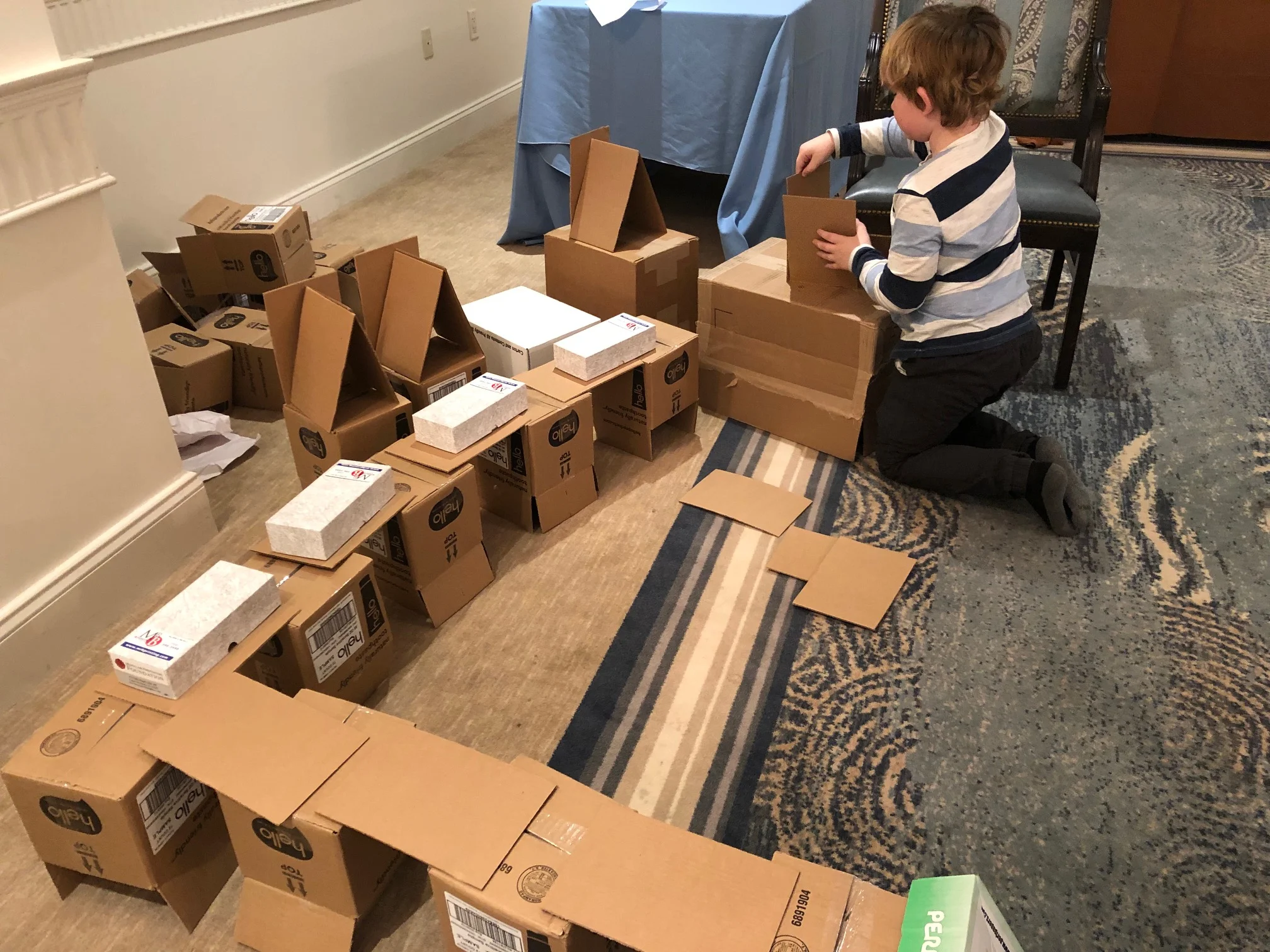 Mac entertaining himself during packet stuffing