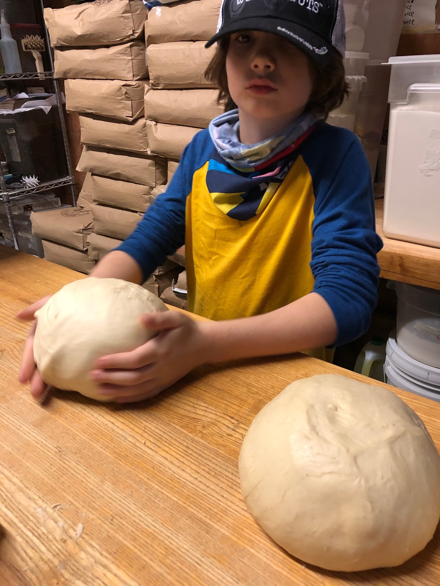 Friday night dough prep with Keegan