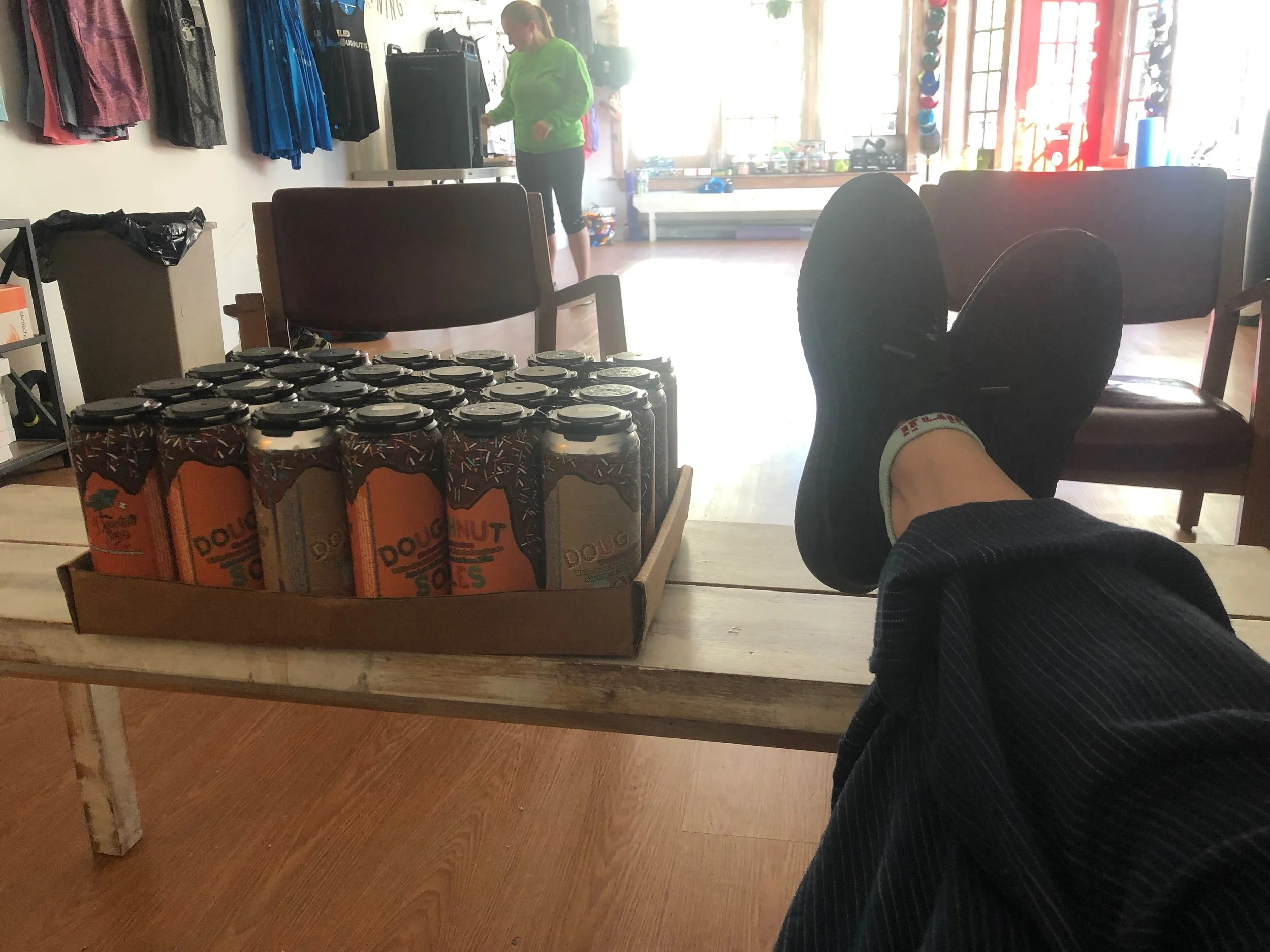 Keeper of the prizes…still wearing my new pants…trying to keep them clean enough to last another day.