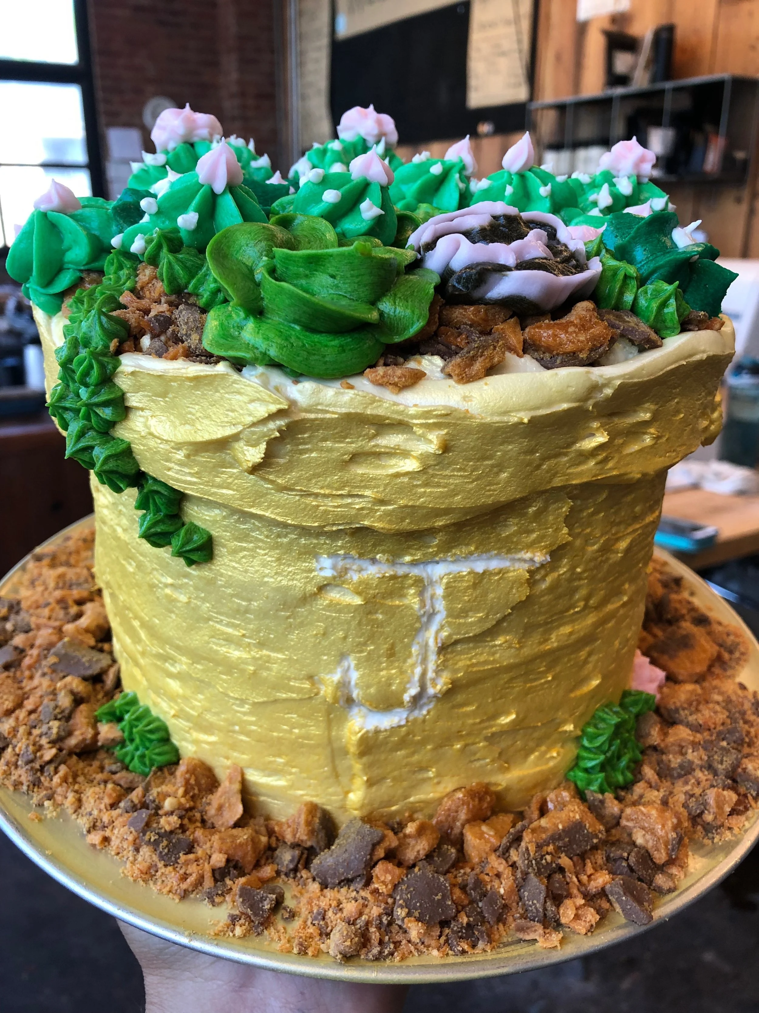 Not only did she finish elementary school this week, Josie celebrated her 11th birthday. Anne &amp; I managed to create a cake that roughly resembled a pot of succulents for her and her friends.