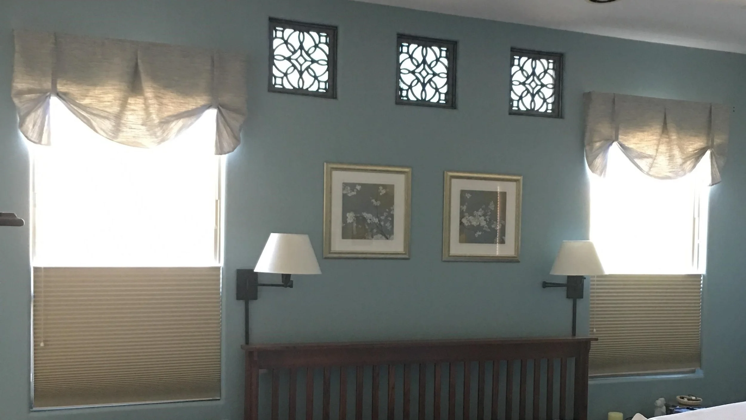 An example of shades with top treatments.