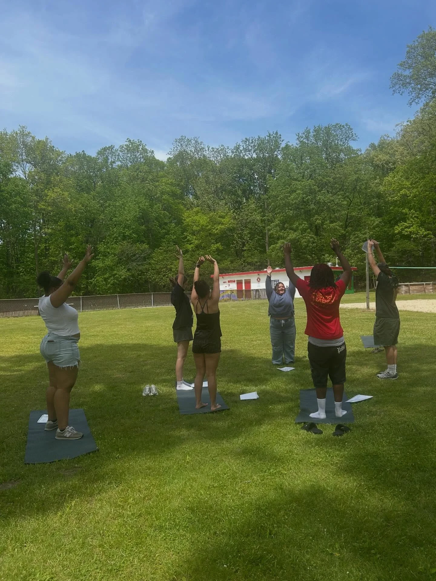 Thank you @campomalley for inviting Catherine to train your camp counselors on some yoga and breathing tips! 

These movements and breathing techniques will be led by the counselors with their campers this summer in the morning and evening. Such a lo