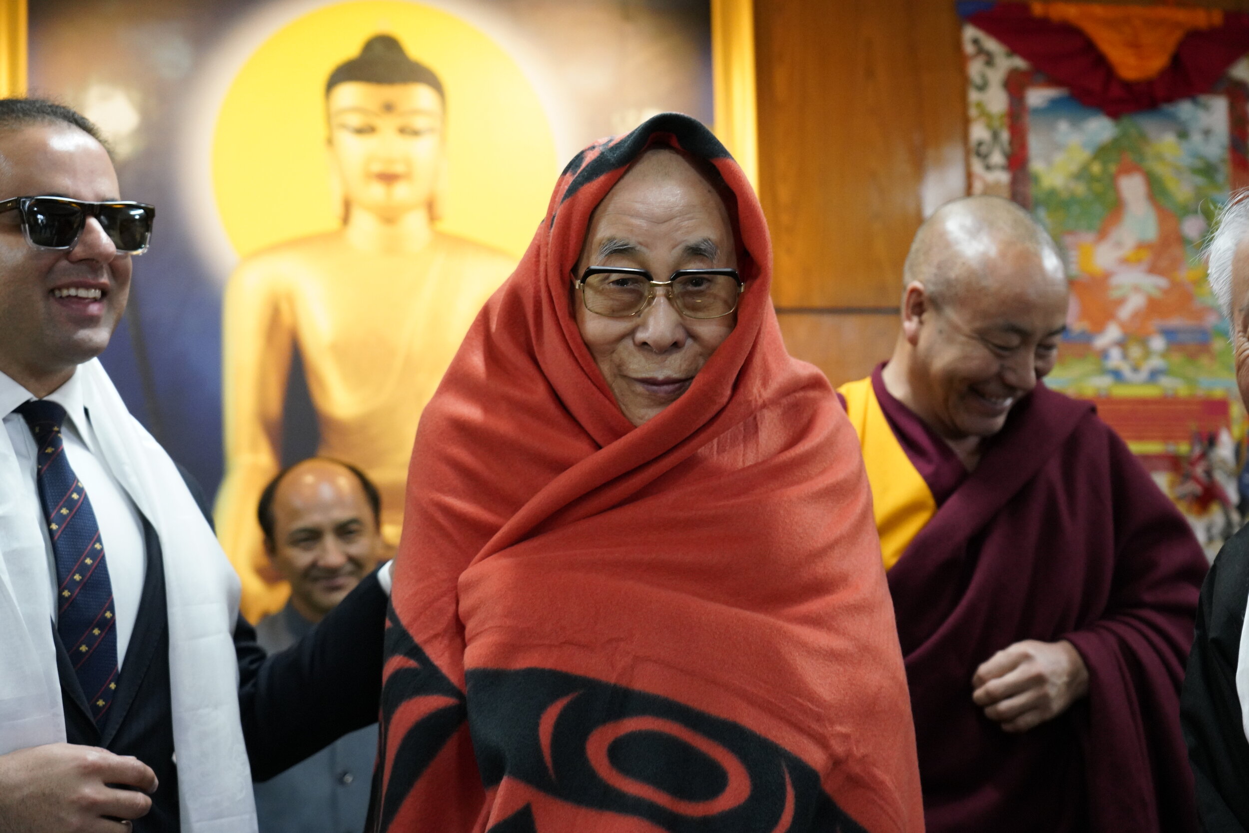  Lt. Governor Habib walks side by side with the Dalai Lama in Dharamsala, India, 2019. 