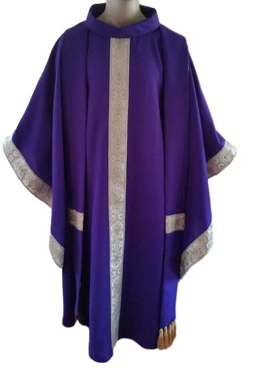 CHR-103 Purple Chasuble with White and Gold Trim
