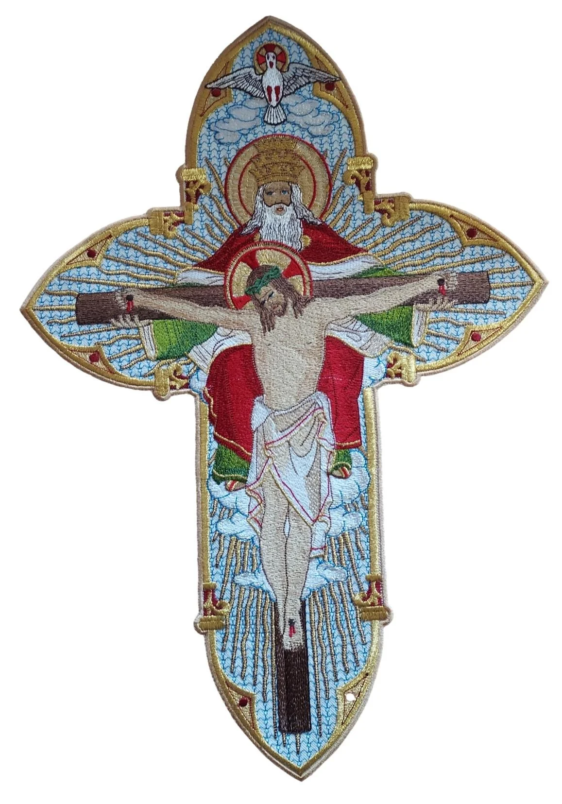QS-Holy Trinity Applique Stunning Visual of Jesus, God the Father and Holy Spirit