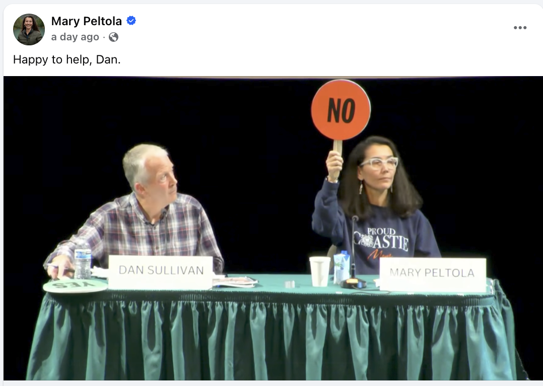 Dan Sullivan gives Mary Peltola a free viral moment; six seconds that will haunt his campaign