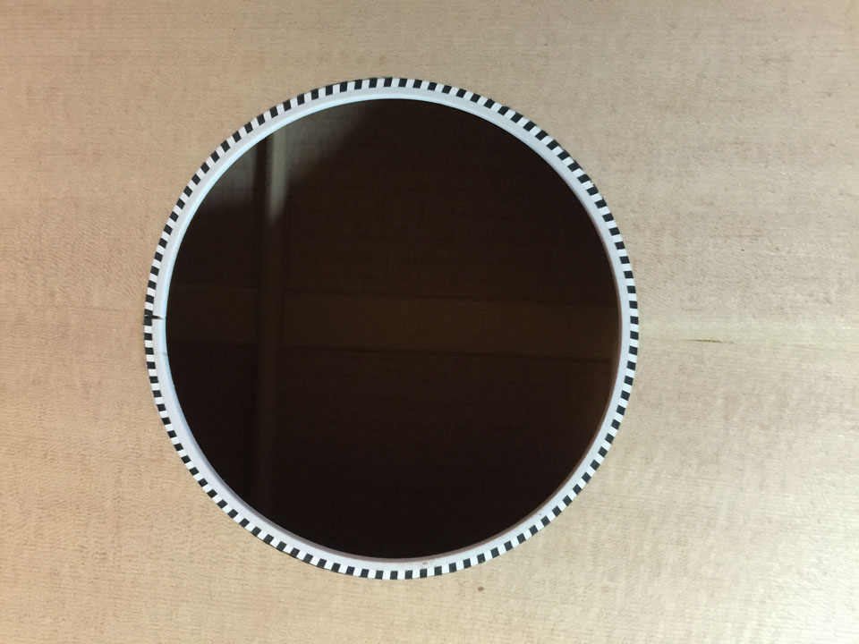 SOUND HOLE MAY BE CUT AND BOUND AT ANY STAGE OF CONSTRUCTION. THIS ONE HAS JUST BEEN SCRAPED FLUSH WITH THE TOP.