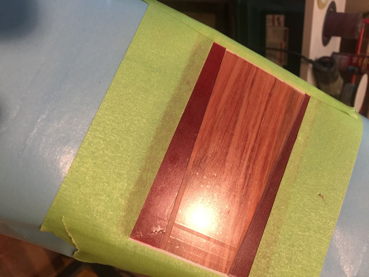 THIS PADAUK "FLASH" HAS BEEN MASKED FOR A SHADED GRAPHIC PATTERN.