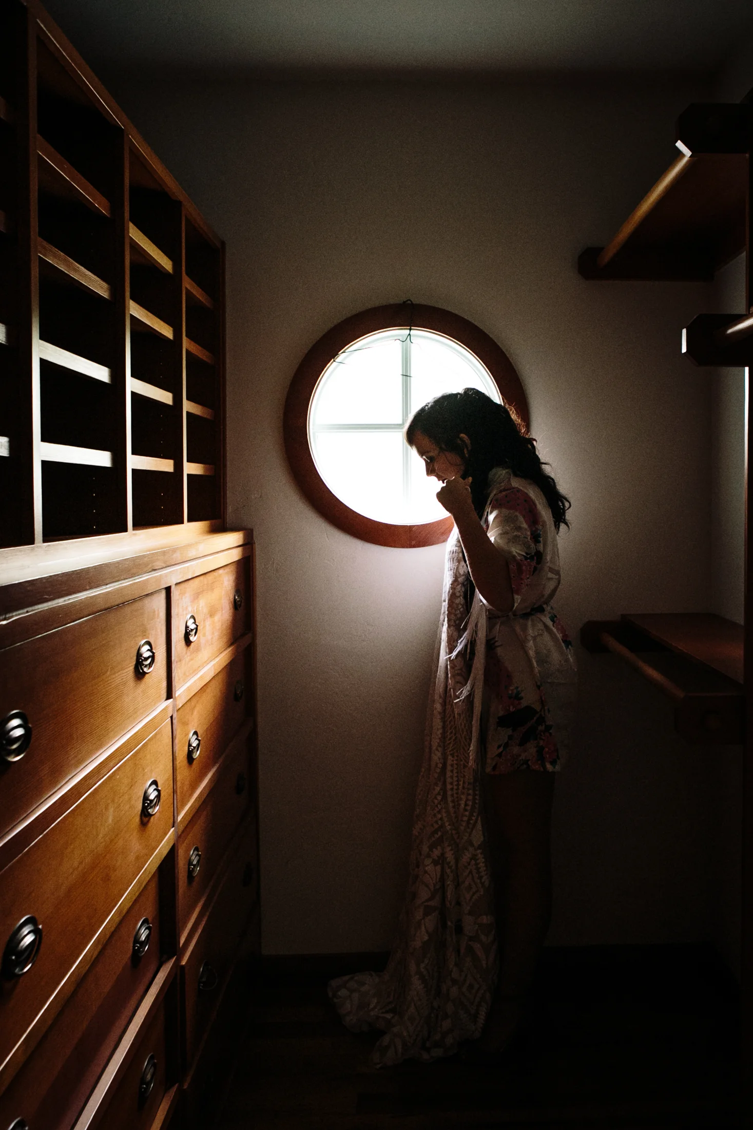 Bride getting dressed
