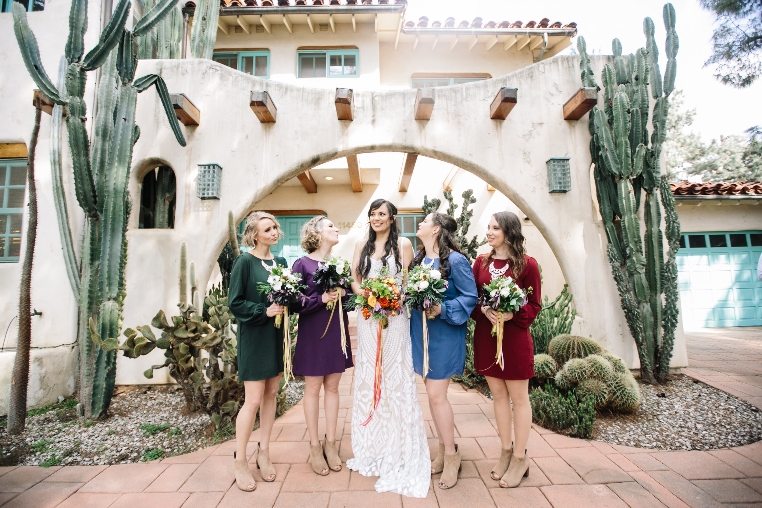 Bridesmaids and bride