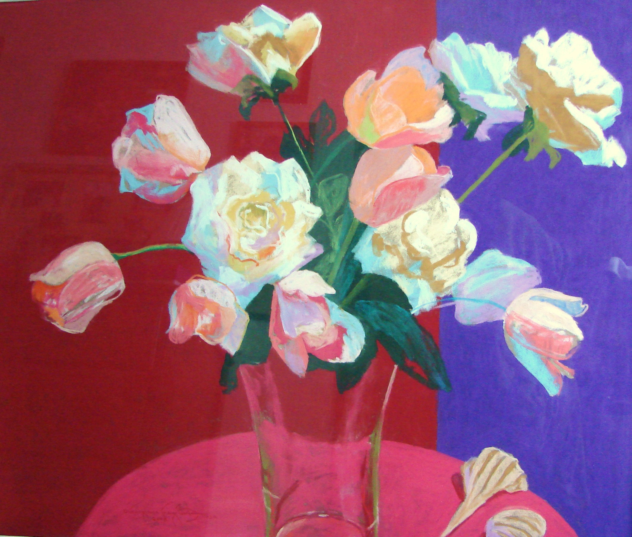 Bart_Tuips and Roses with Shells_  pastel_28x24_$1200..JPG