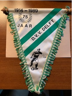 Delft (Netherlands) football (soccer) club pennant. I established a company with a Dutch partner in Delft in 1987, called Loosbrock Europe Trade and Supply. My partner talked me into having the company sponsor the local football club. We got this pe