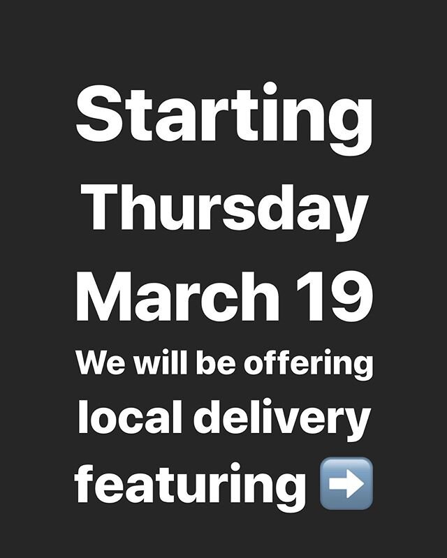 🚨DELIVERY WILL BE AVAILABLE🚨
Starting Thursday March 19 - we will be offering delivery to our neighbors. Our menu for delivery will be an abbreviated menu and will feature fan favorites of bowls, smoothies, toasts, salads, and our yummy baked goods