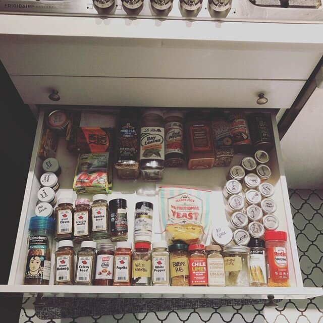 Who else is using this time to clean and organize? Today - spice drawer. &bull;
&bull;
&bull;
&bull;
#littlecheflittlekitchen #quarantine #quatantinelife #chefathome #keepingbusy #organizing #cleaning #cooking #spices #spicedrawer