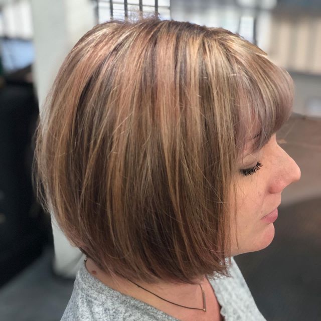 A few foils here and there with a dash of blush and smoke brings this dimensional #bobhaircut to life! Hair by Christy McKee ✌️