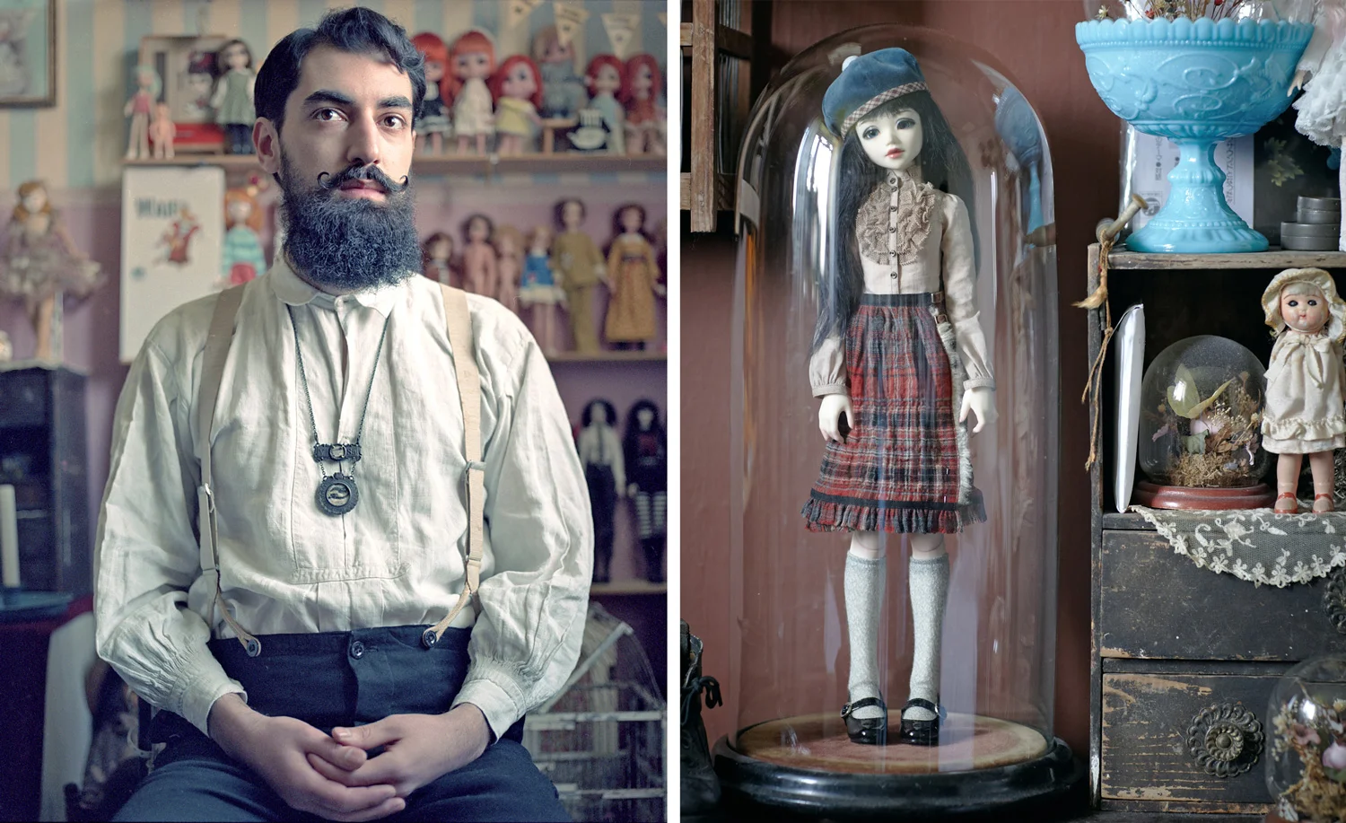 Collectors with their collections for BOAT Magazine London Leonidas Doll collector