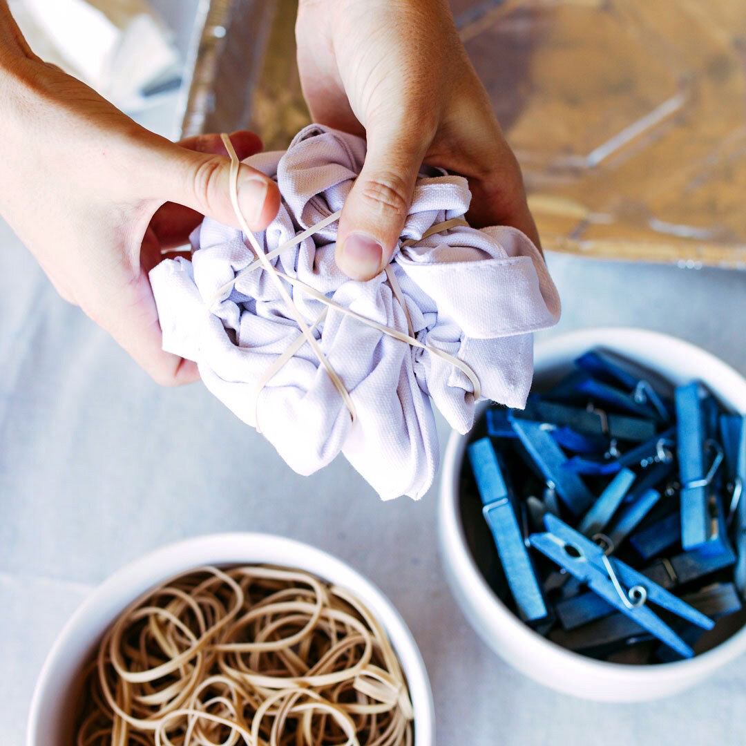 Indigo Dyeing with Shibori Binding Methods | Dye Workshop | Art Class ...