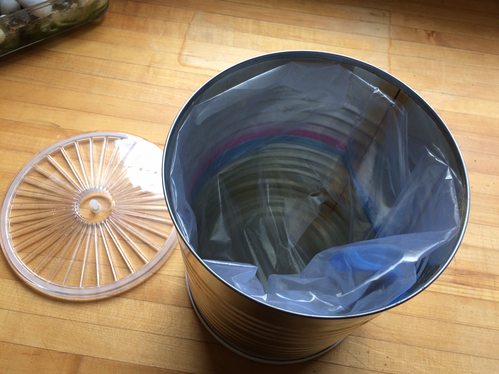 #10 can with gallon size baggie as a liner