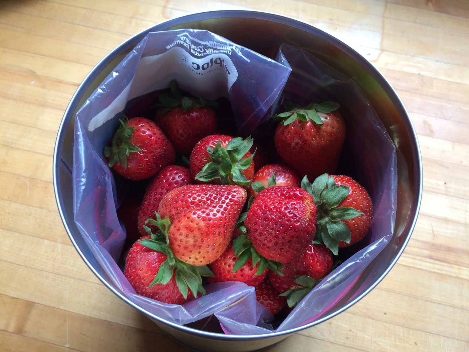 #10 can filled with strawberries