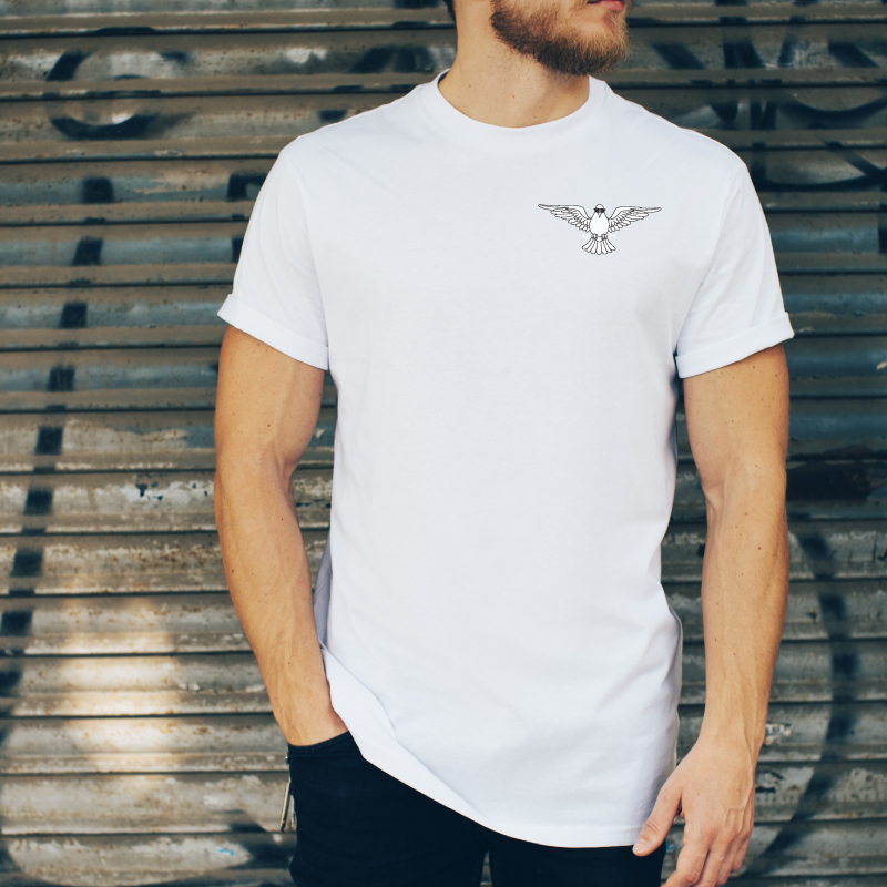 White Embroidered Dove Tshirt 