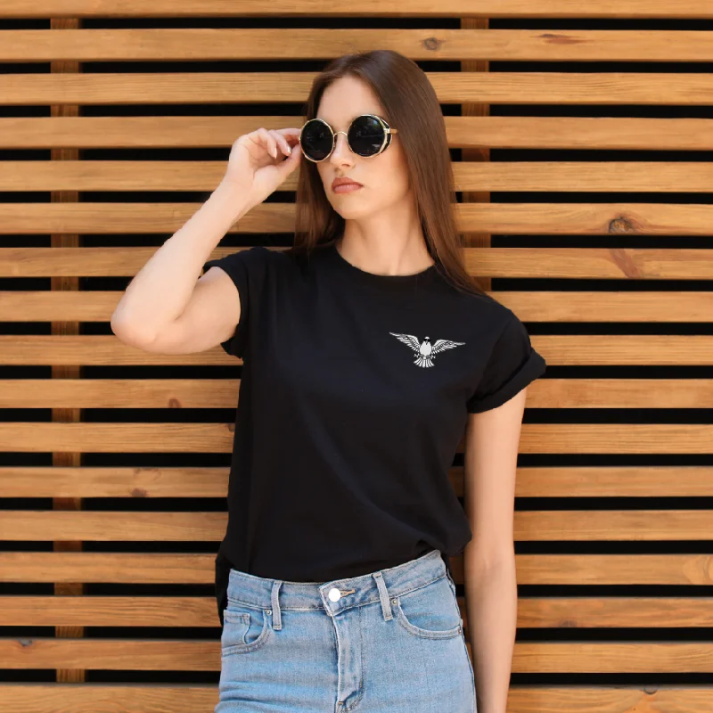 Black Embroidered Dove Tshirt 