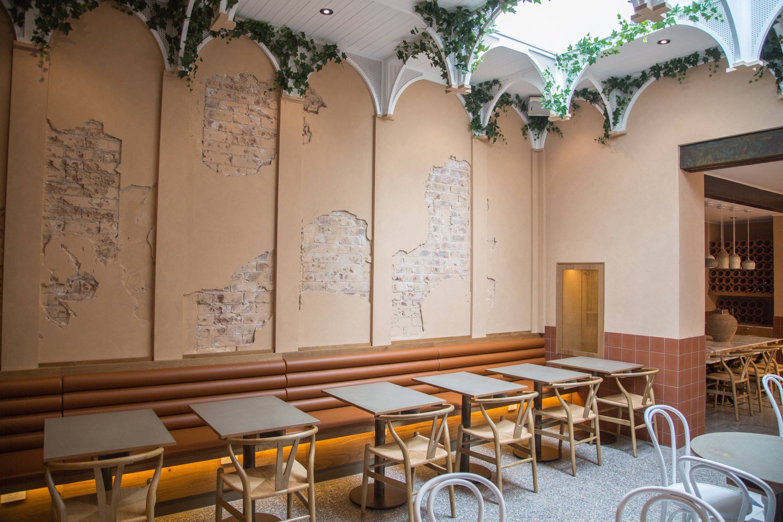  Restaurant floor with Middle Eastern decor 