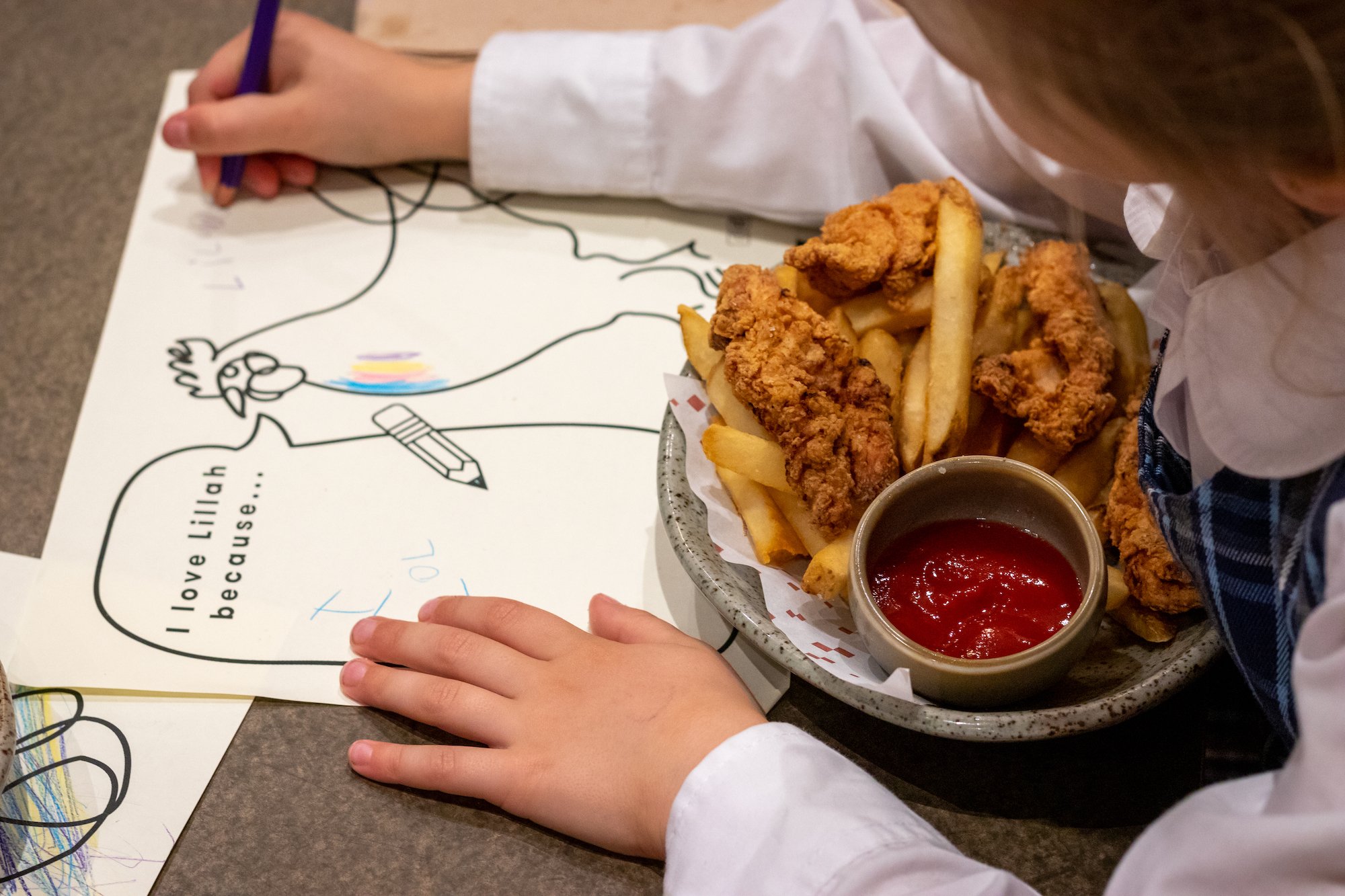  Crispy Chicken Tenders with chips. Best kids menu in Sydney 