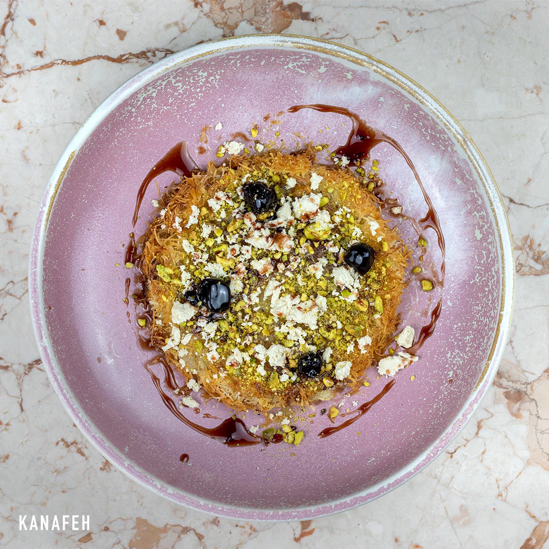  Kanafeh shredded pastry filled with sweet cheese, sour cherries, crumbled halva. Best dessert in Sydney 