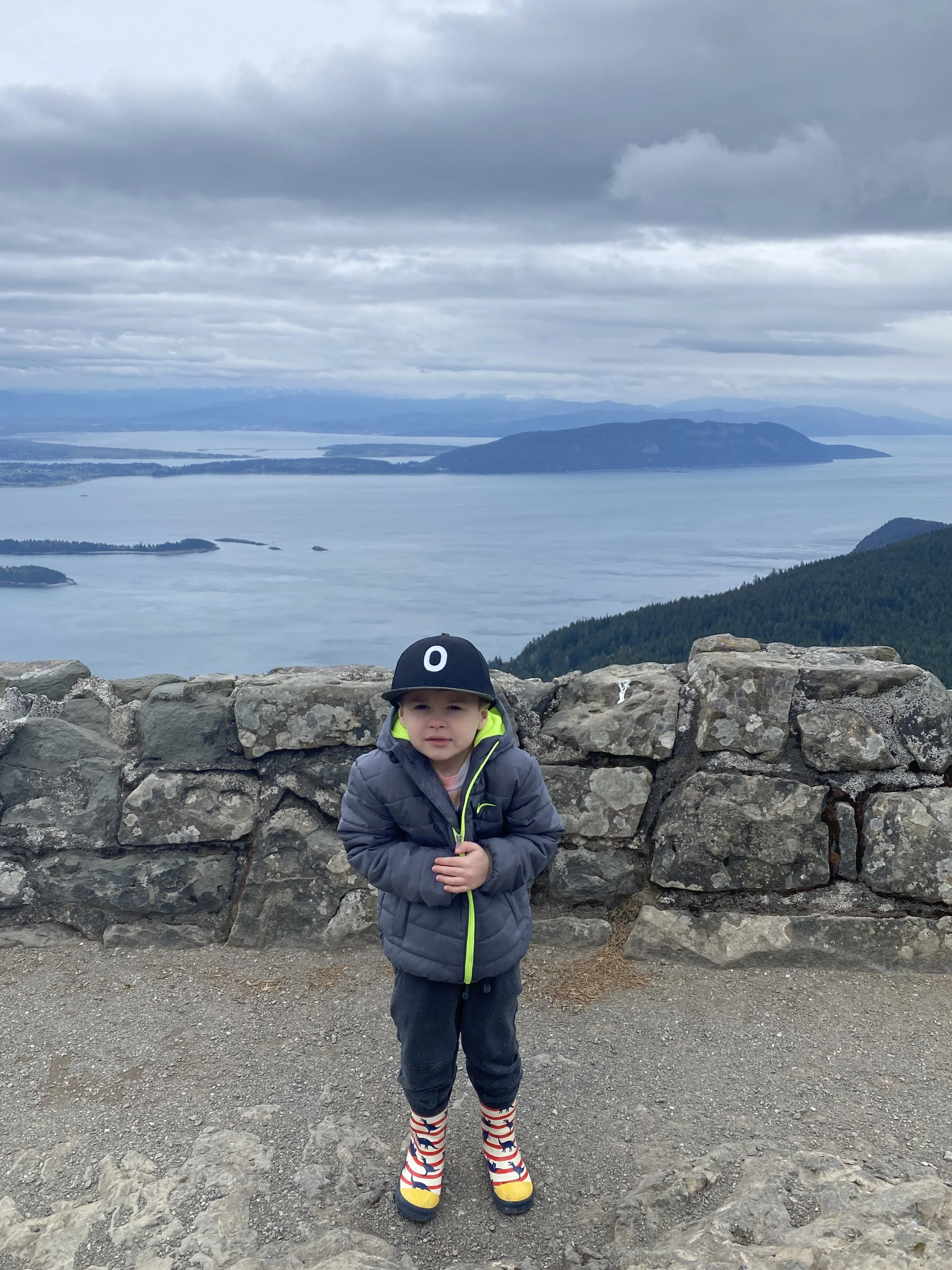 Little boy on Mt. Constitution on Orcas Island (Moran State Park)