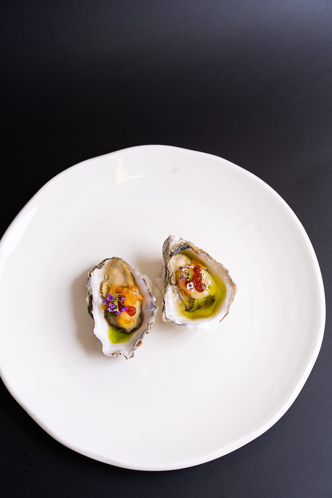 Ostrica con mela - oysters with persimmon, chili and avruga caviar, at LBP&S.jpg