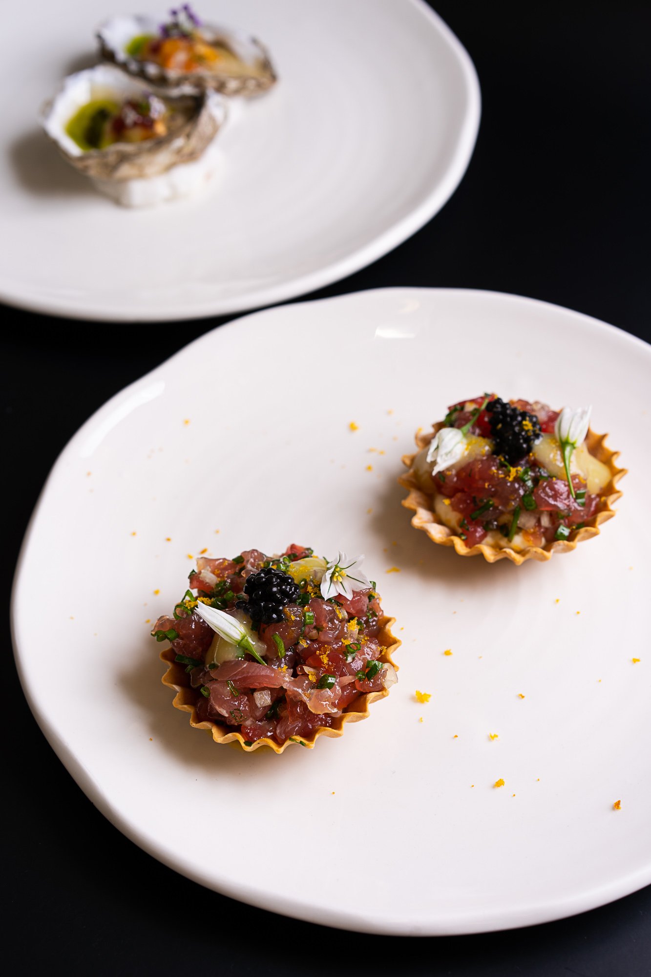 Tortino con tonno - tuna tartlets with squacquerone and bottarga, at Little Black Pig & Sons.jpg