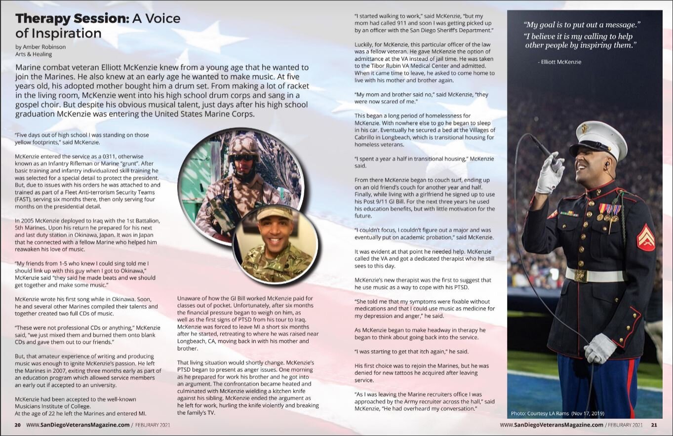 San Diego Veterans Magazine Feb 2021 - Therapy Session Article Pages 1 & 2.JPG