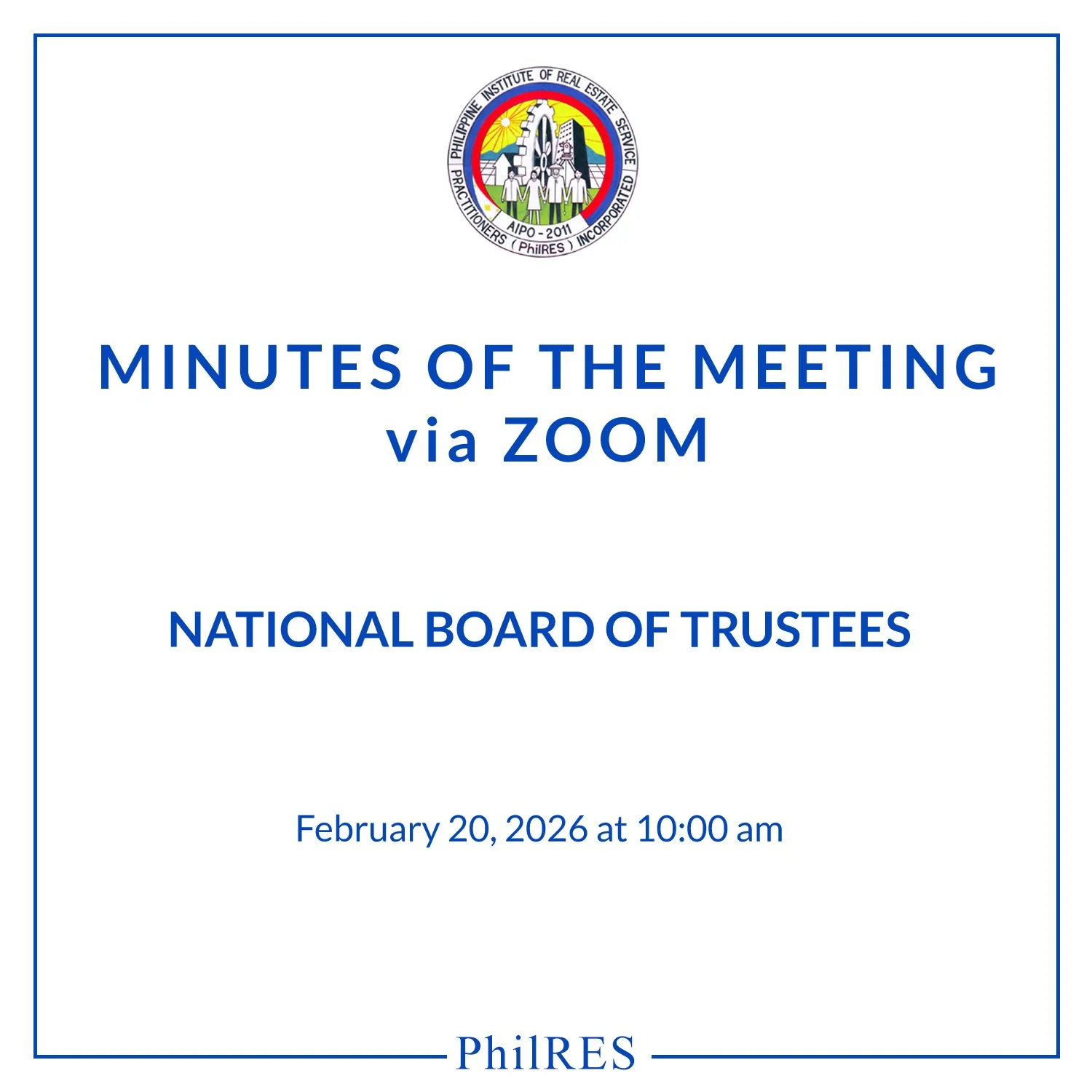 MINUTES OF THE MEETING OF NATIONAL BOARD OF TRUSTEES
